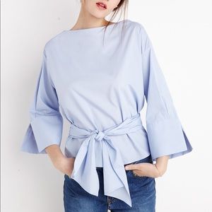 Blue Waist Tie Shirt by New Revival
